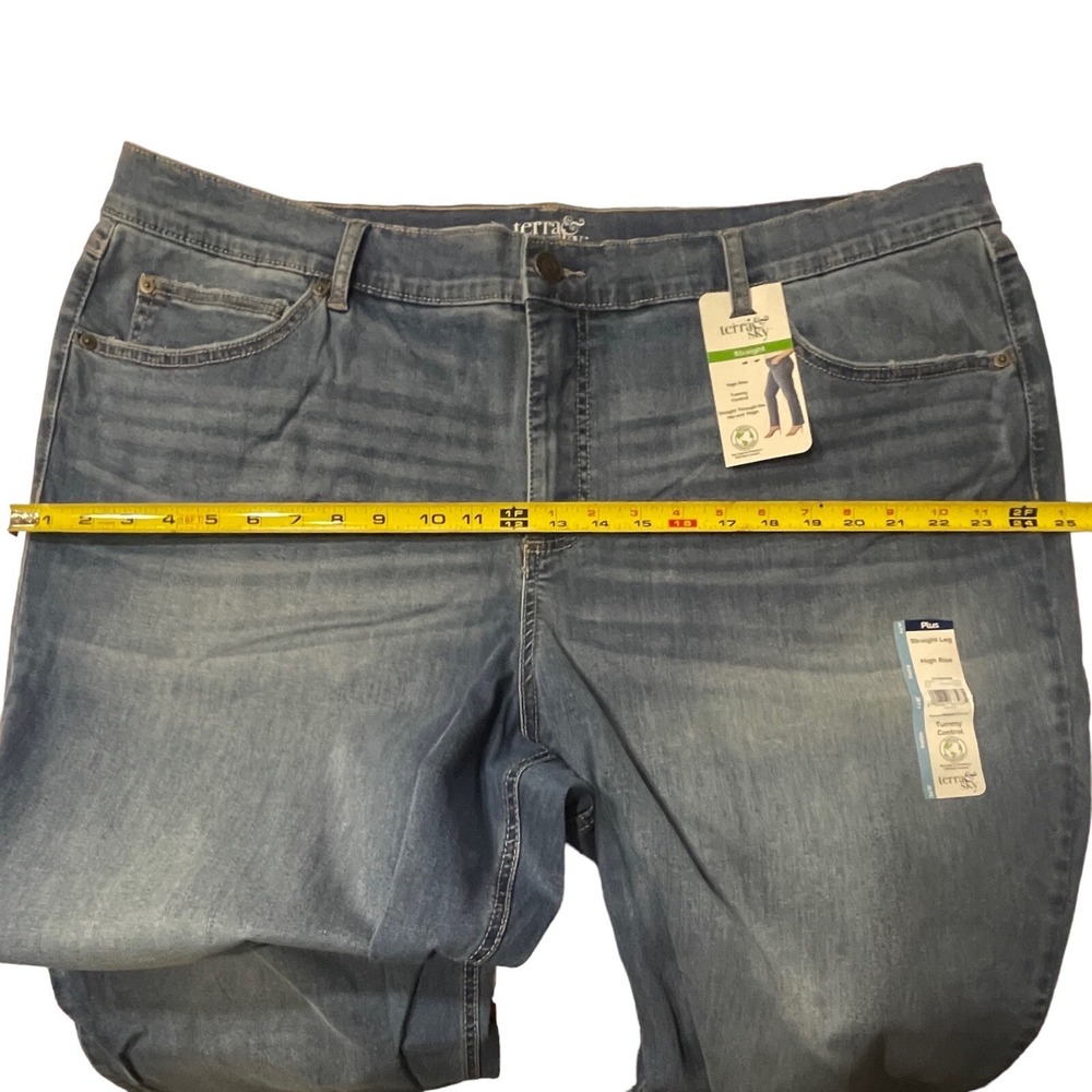 TERRA & SKY Jeans Women's Sz. 24W Petite Blue Hi-Rise Straight Tummy Control NEW - Picture 9 of 12
